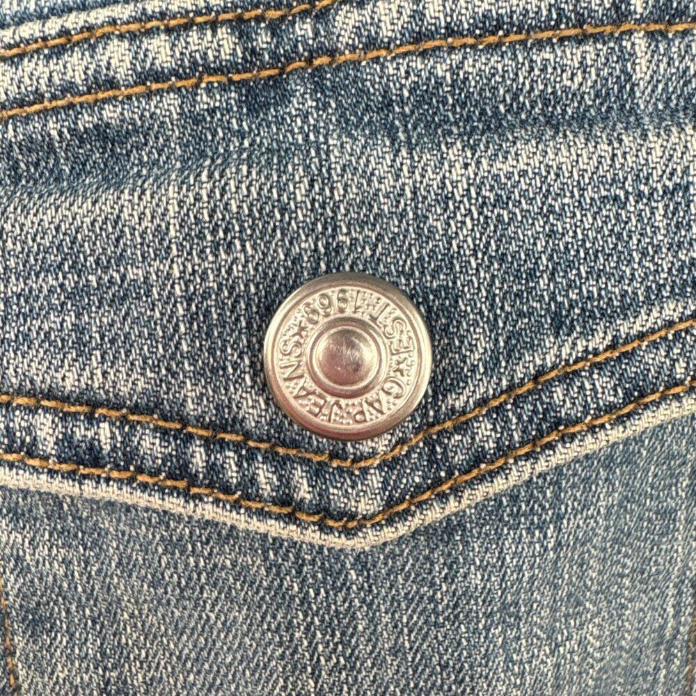 GAP 2003 Stretch Denim Snap Jacket Medium Light Wash Western Utility Y2K - Picture 9 of 14